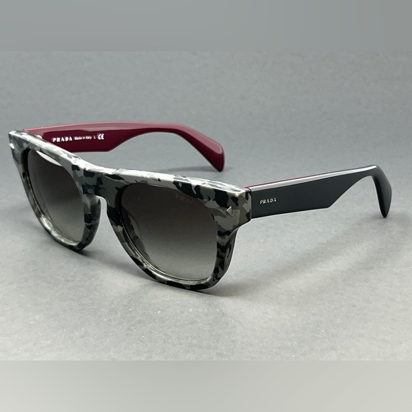 Prada PR05Q-DHP0A7 Black Gray Marble 52mm Square Unisex Sunglasses Italy - Picture 1 of 9